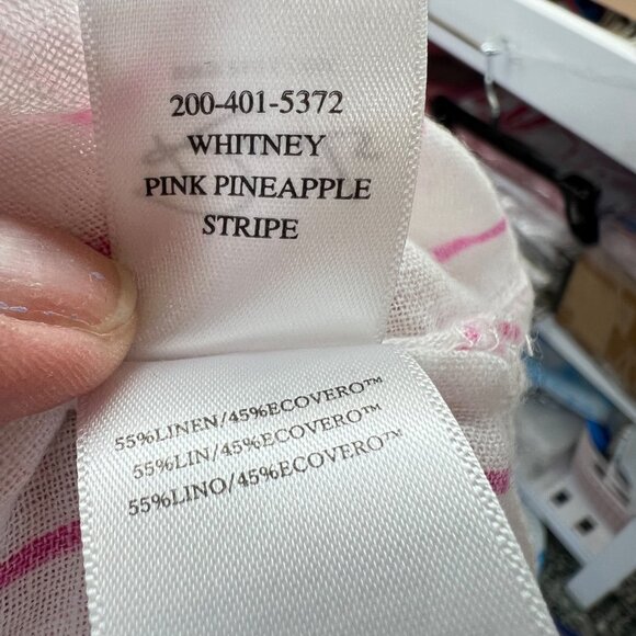 Rails Whitney Pineapple Stripe Linen Blend Button-Up Shirt XS White & Pink NWT - Picture 9 of 12